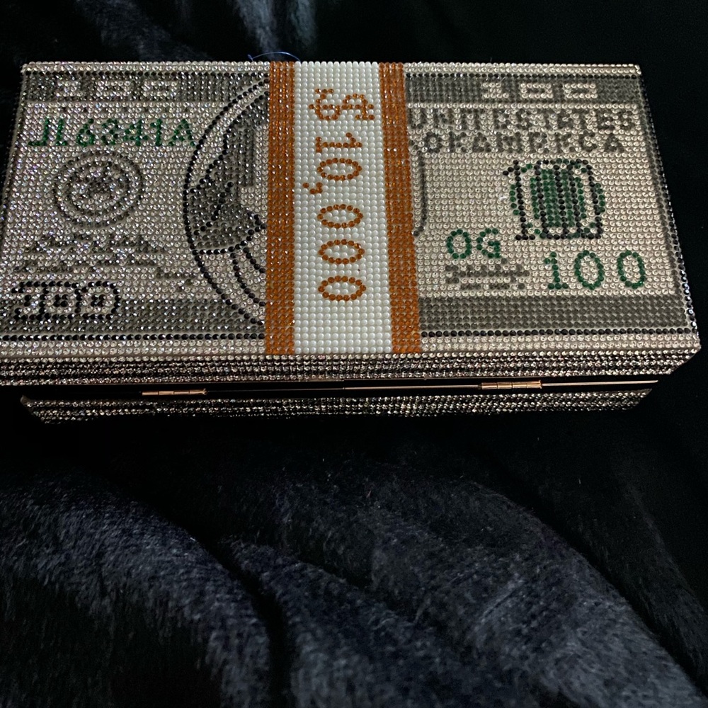 Bling money clutch purse